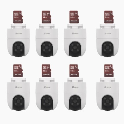 Kit 8x Cámaras IP Ezviz CS-H8C - 2MP - Lente 4mm - IR 30M - Wi-Fi + 8 Memorias Hiksemi MicroSD HS-TF-E1/32G - 32GB - CS-H8C/KM8