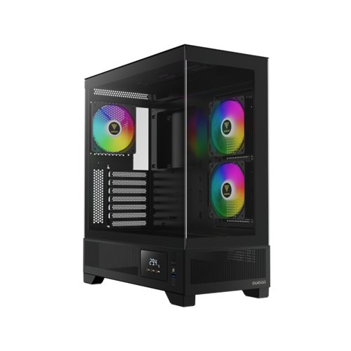 Gabinete Gamer Gamdias ATLAS M1 - Media Torre con Panel Lateral de Vidrio y 3 Ventiladores - Compatible ATX, Micro-ATX, Mini-ITX