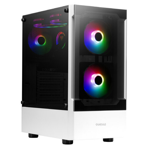 Gabinete Gamer Gamdias TALOS E3 WH - Media Torre Blanco con 3 Ventiladores RGB