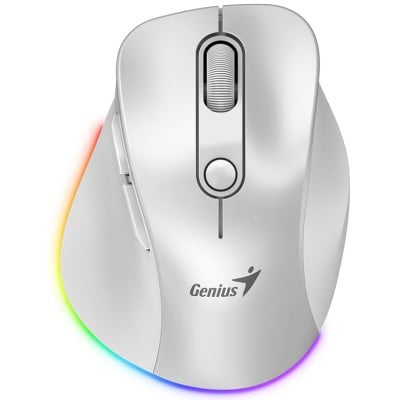 Mouse Gamer Genius Ergo 9000S Pro - Inalámbrico - 6 Botones - RGB - Blanco - 31030039400