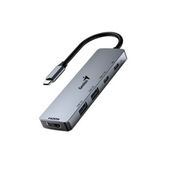 Hub USB Genius UH-500 - USB-C a 2x USB 3.0/USB-C/HDMI - Plata - 31240003400