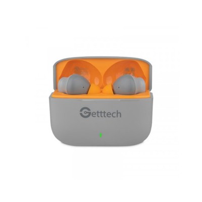 Auriculares Getttech GUE-T8PBL-GO - Inalámbricos - Estuche de Carga - Gris con Naranja - GUE-T8PBL-GO