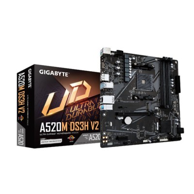 Tarjeta Madre Gigabyte A520M DS3H V2 - Socket AM4 - 4x DDR4 - 2133/3200/4733(O.C.)MHz - HDMI - DisplayPort - USB 2.0/3.2 - Micro ATX - A520M DS3H V2