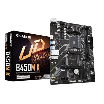 Tarjeta Madre Gigabyte B450M K - Socket AM4 - 2x DDR4 - 2133/2667/3600 MHz - HDMI - USB 2.0/3.2 - Micro ATX - B450M K
