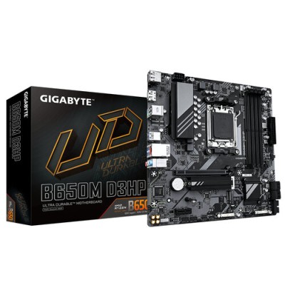Tarjeta Madre Gigabyte B650M D3HP - Socket AM5 - 4x DDR5 - 4800/5200/7600(OC)MHz - HDMI - DisplayPort - USB 2.0/3.2 - Micro ATX - B650M D3HP