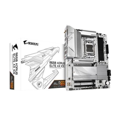 Tarjeta Madre Gigabyte B650 AORUS ELITE AX ICE - Socket AM5 - 4xDDR5 - 4400/6800/8000 MHz - HDMI - DisplayPort - USB 3.2 - ATX - B650 A ELITE AX ICE