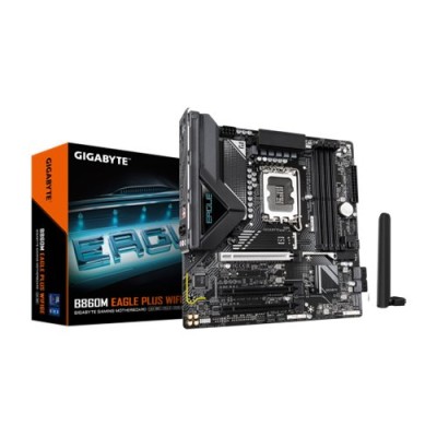 Tarjeta Madre Gigabyte B860M EAGLE PLUS WIFI6E - Socket 1851 - 4xDDR5 - 5600/7400(OC)/9066(OC)MHz - HDMI - DisplayPort - Micro ATX - B860M EAGLE P WIFI6E