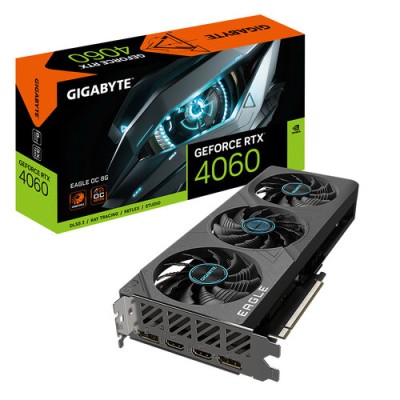 Tarjeta de Video Gigabyte GeForce RTX 4060 EAGLE OC 8G - 8GB - 128-bit - PCI-E 4.0 - GDDR6 - HDMI - DisplayPort - GV-N4060EAGLE OC-8GD