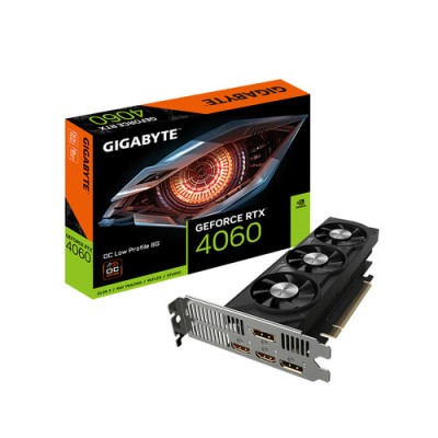 Tarjeta de Video Gigabyte GeForce RTX 4060 OC Low Profile 8G - 8GB - 128-bit - PCI-E 4.0 - GDDR6 - HDMI - DisplayPort - GV-N4060OC-8GL