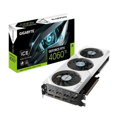 Tarjeta de Video Gigabyte GeForce RTX 4060 Ti EAGLE OC ICE - 8GB - 128-bit - PCI-E 4.0 - GDDR6 - HDMI - DisplayPort - GV-N406TEAGLEOC ICE-8GD