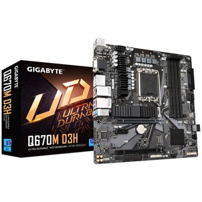 Tarjeta Madre Gigabyte Q670M D3H - Socket 1700 - 4xDDR5 - 4000/4800/5600(OC)MHz - HDMI - DisplayPort - Micro ATX - Q670M D3H