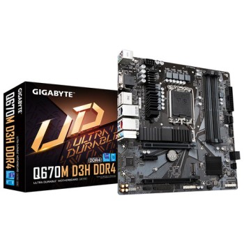 Tarjeta Madre Gigabyte Q670M D3H DDR4 - Socket 1700 - 4xDDR4 - 2133/3200/5333(OC)MHz - HDMI - DisplayPort - Micro ATX - Q670M D3H DDR4