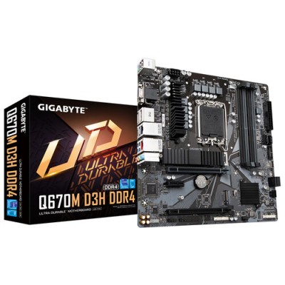Tarjeta Madre Gigabyte Q670M D3H DDR4 - Socket 1700 - 4xDDR4 - 2133/3200/5333(OC)MHz - HDMI - DisplayPort - Micro ATX - Q670M D3H DDR4