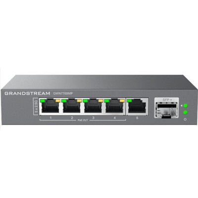 Switch Grandstream GWN7700MP - Gigabit Ethernet - 4 puertos PoE - 1 SFP+ - No Administrable - GWN7700MP Switch Grandstream GWN7700MP - Gigabit Ethernet - 4 puertos PoE - 1 SFP+ - No Administrable - GWN7700MP