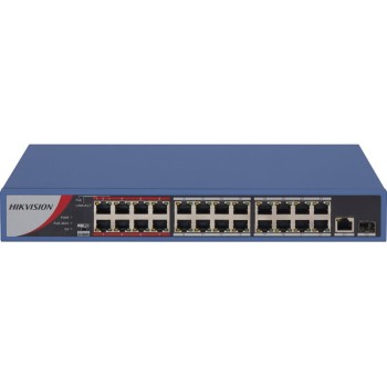Switch HIKVISION DS-3E0326P-E/M(B) - Fast Ethernet - 24 Puertos PoE+ - 1 SFP - 1 Uplink - No Gestionado - DS-3E0326P-E/M(B)