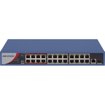 Switch HIKVISION DS-3E0326P-E/M(B) - Fast Ethernet - 24 Puertos PoE+ - 1 SFP - 1 Uplink - No Gestionado - DS-3E0326P-E/M(B)