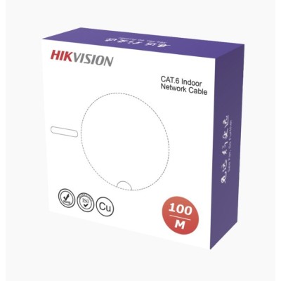Bobina Hikvision DS-1LN6USC0-100 - Cat6 - 100M - 23AWG - Blanco - DS-1LN6USC0-100