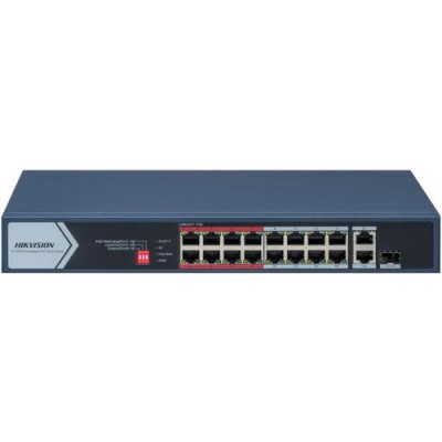 Switch Hikvision DS-3E0318P-E/M(C) - Fast Ethernet - 16 Puertos PoE+ - 2 Uplink - 1 SFP - No Gestionado - DS-3E0318P-E/M(C)