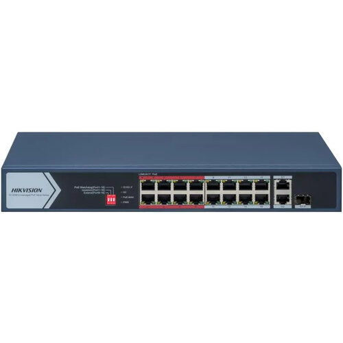 Switch Hikvision 16 Puertos PoE+ Gigabit Ethernet No Gestionado Modelo DS-3E0318P-E/M(C)