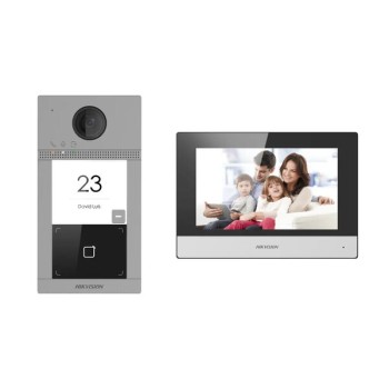Kit de Videportero Hikvision DS-KIS604-P(C) - Videoportero - Monitor - MicroSD 16GB - Fuente de Alimentacion - DS-KIS604-P(C)