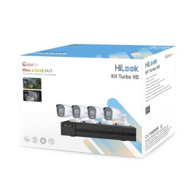 Kit de Vigilancia HiLook HL-1080-CV/A - DVR 4 Canales - 4 Cámaras Bala - Fuente de Poder - Accesorios de Instalación - HL-1080-CV/A