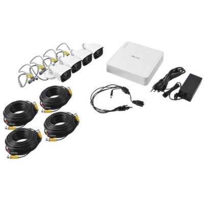 Kit de Videovigilancia HiLook KIT7204BP - DVR - 4 Canales - 4 Cámaras - Bala - Día/Noche - IR 20 - 4 Cables - Fuente de poder - KIT7204BP