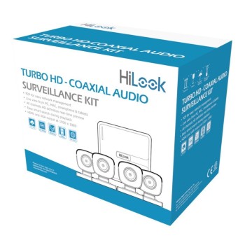 Kit de Seguridad Hilook DVR 4 Canales con 4 Cámaras Bala THC-B120-PS Modelo HL1080PS(C)