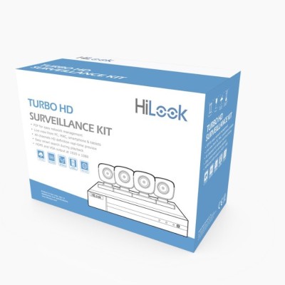 Kit de vigilancia HiLook HL24LQKITS-M(B) - DVR - 4 Canales - Fuente de Poder - 4 Cámaras - 2MP - Bala - Lente 2.8mm - IR 20M - HL24LQKITS-M(B)