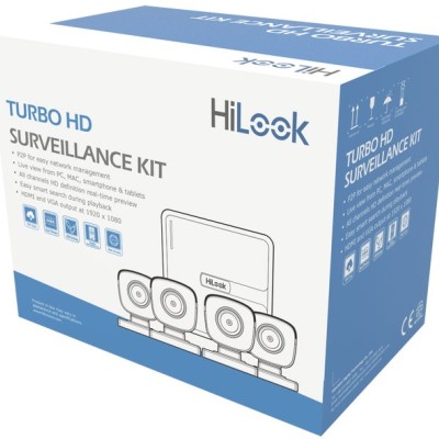 Kit de Vigilancia HiLook KIT7204BP(C) - DVR 4 Canales - 4 Cámaras - Cables - Fuente - KIT7204BP(C)