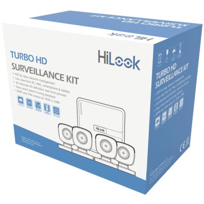 Kit de Vigilancia HiLook KIT7204BP(C) - DVR 4 Canales - 4 Cámaras - Cables - Fuente - KIT7204BP(C)