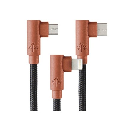 Cable Hune Hiedra - USB a USB-C/Micro USB/Lightning - 1.2m - Corteza - AT-ACC-CA-319COR