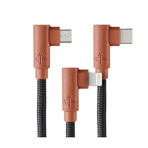 Cable Hune Hiedra USB a USB-C/Micro USB/Lightning 1.2m Negro/Naranja Modelo AT-ACC-CA-319COR
