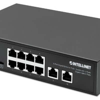 Switch Intellinet 561402 - Gigabit Ethernet - 8 Puertos PoE+ - 2 Uplink - No Gestionado - 561402