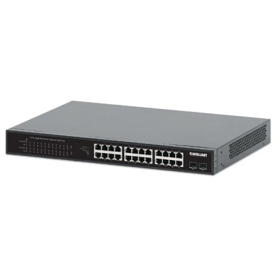 Switch Intellinet 561891 - Gigabit Ethernet - 24 Puertos PoE+ - 2 Puertos SFP - No Gestionado - 561891