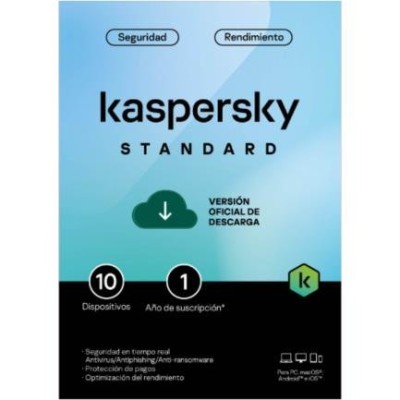 Antivirus Kaspersky Standard - 10 Dispositivos - 1 Año - KL1041ZDKFS