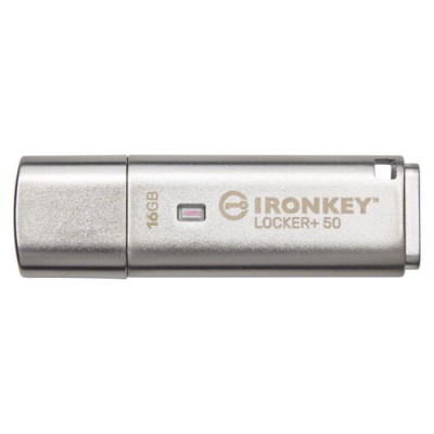Memoria USB Kingston IronKey Locker+ 50 - 16GB - USB 3.2 - Plata - IKLP50/16GB