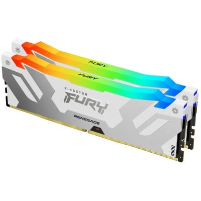 Memoria RAM Kingston FURY Renegade RGB - DDR5 - 32GB (2x16GB) - 7600MHz - DIMM - Para PC - Blanco - KF576C38RWAK2-32