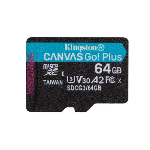 Memoria MicroSDXC Kingston Canvas Go! Plus 64GB Clase 10 UHS-I V30 - SDCG3/64GBSP
