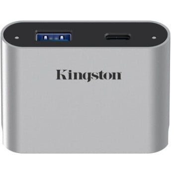 Lector de Memorias Kingston Workflow USB miniHub - 1x USB-A - 1x USB-C - Negro con Plata - WFS-USB