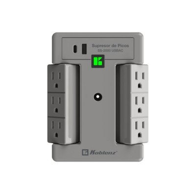 Supresor de Picos Koblenz SS-2000 USBAC - 6 Contactos - 1x USB-A - 1xUSB-C - 2000 Joules - 00-5361-00-1