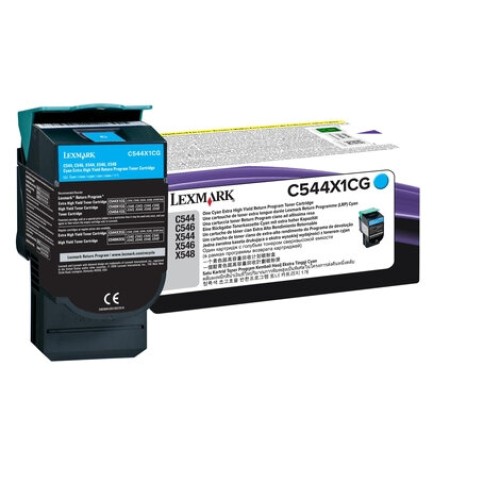 Tóner Lexmark Cian C544X1CG - 30,000 Páginas - Compatible con Serie X544/C544