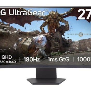Monitor Gamer LG UltraGear 27GS60QC - 27" - QHD - 180Hz - HDMI - DisplayPort - Curvo - 27GS60QC-B
