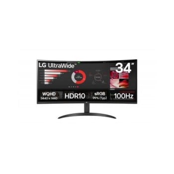 Monitor Gamer LG 34WR50QK - 34" - UltraWide QHD - 100Hz - HDMI - DisplayPort - Curvo - 34WR50QK