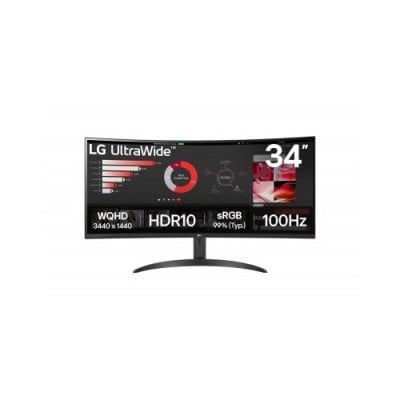Monitor Gamer LG 34WR50QK - 34" - UltraWide QHD - 100Hz - HDMI - DisplayPort - Curvo - 34WR50QK