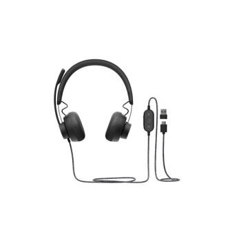 Diadema Logitech Zone Wired UC - Alámbrico - USB - Micrófono - Negro - 981-000876