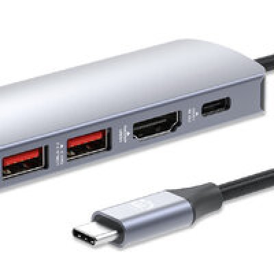 Hub USB-C Macho Manhattan - 2x USB-A - 1x USB-C - 1x HDMI 1x RJ-45 - 1x SD - Micro SD - Gris - 153966