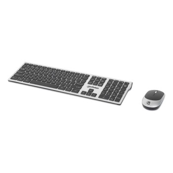 Kit Teclado y Mouse Manhattan 180788 - Inalámbrico - Plata con Negro - 180788