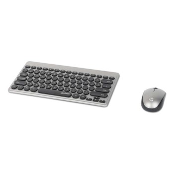 Kit Teclado y Mouse Manhattan 180795 - Inalámbrico - Negro con Plata - 180795