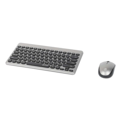 Kit Teclado y Mouse Manhattan 180795 - Inalámbrico - Negro con Plata - 180795