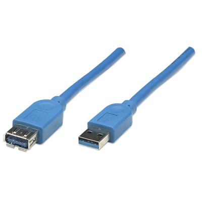 Manhattan Cable USB 3.2 A Macho - USB A Hembra - 3 Metros - Azul - 322447